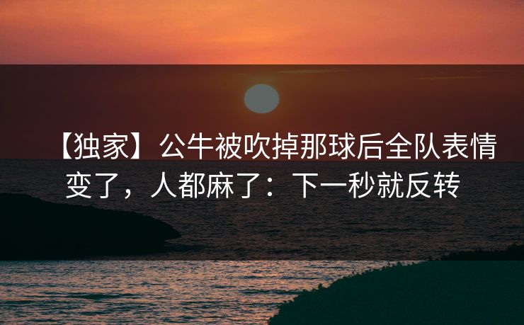 【独家】公牛被吹掉那球后全队表情变了,人都麻了:下一秒就反转 【独家】公牛被吹掉那球后全队表情变了,人都麻了:下一秒就反转