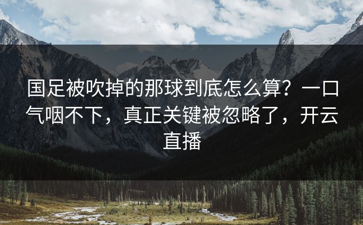 国足被吹掉的那球到底怎么算？一口气咽不下，真正关键被忽略了，开云直播