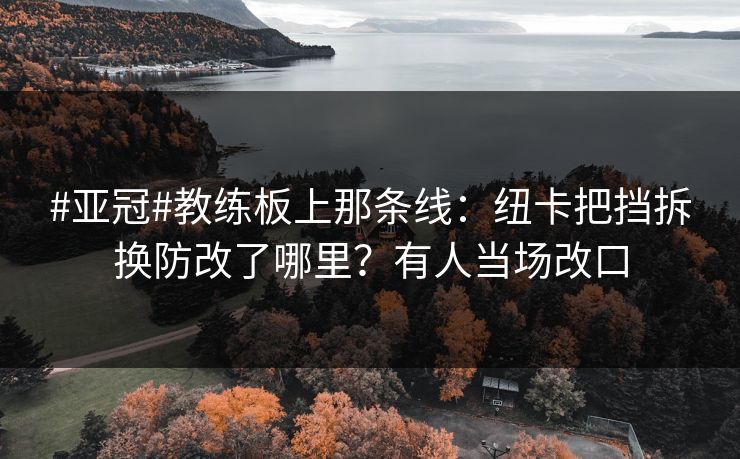 #亚冠#教练板上那条线：纽卡把挡拆换防改了哪里？有人当场改口